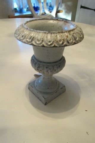 Vintage Small Cast Iron Urn Planter Pot Garden Decor 5” Tall By 4” Wide