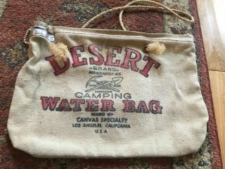 Antique Vintage Desert Brand Camping Water Bag Los Angelos Ca 15 " X 10 "