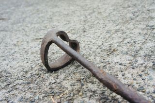 Antique Primitive Hand Forged Heart Shaped Branding Iron Cattle Wrought Iron