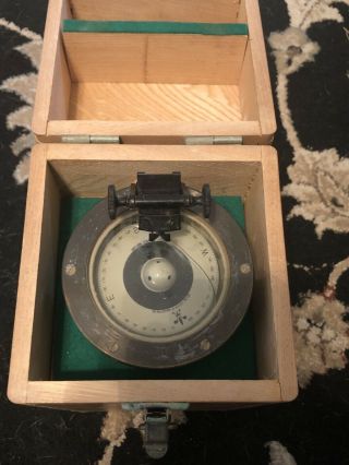 Vintage Weems Illuminated Hand Held Ships Compass In Wood Case
