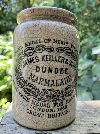 Antique Porcelain Stoneware Crock Jar: James Keiller & Sons Marmalade - Dundee