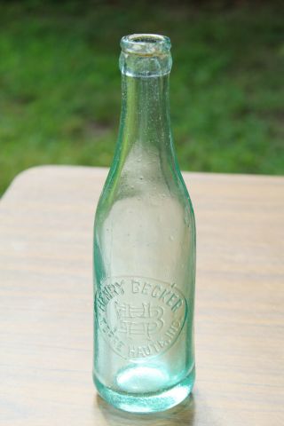 Henry Becker Terre Haute Indiana Ind IN Circle Slug Bottle Embossed Rare 2