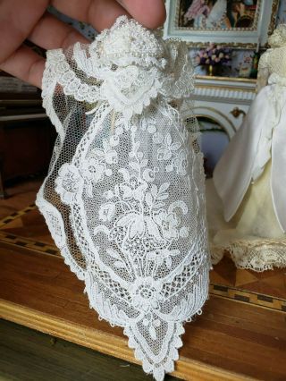 Dollhouse Miniature Artisan Antique Style Ladies Lace Wedding Veil 1:12