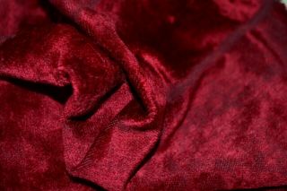 Antique Cranberry Cotton Backed Silk Velvet Remnant Edwardian Era Doll Clothes