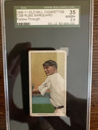 1909 - 11 T206 Rube Marquand Follow Through Rare Old Mill Sgc 35