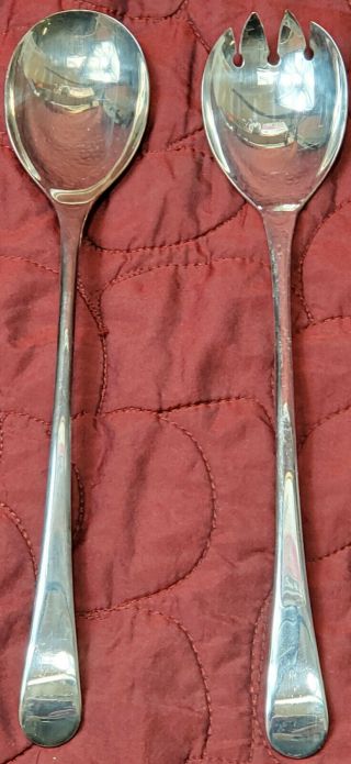 Vintage Silver Plated Salad Servers Set Of 2 Fork & Spoon Made In England Antiqu