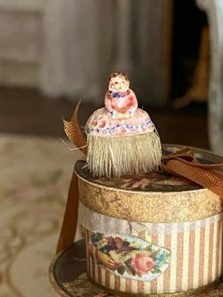 Vintage Miniature Dollhouse Artisan Porcelain Hand Painted Clothing Brush Vanity