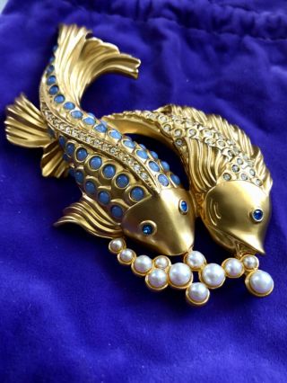 Elizabeth Taylor For Avon Sea Shimmer Koi Fish Brooch Vintage Rare