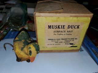 Chain - O - Lakes Muskie Duck Fishing Lure W Box Exceedingly Rare