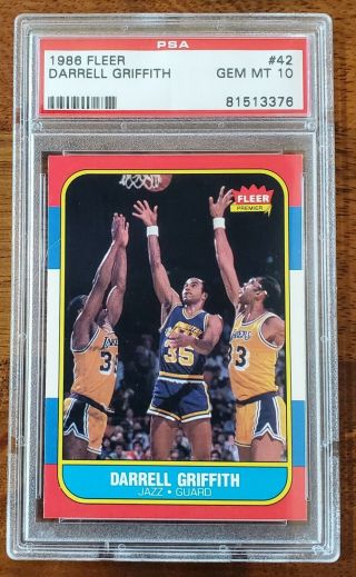 1986 Fleer Basketball 42 Darrell Griffith Psa 10 Gem Setbreak " Rare "