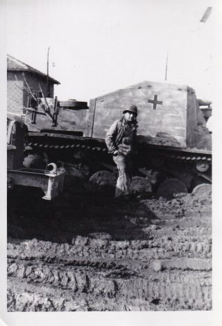 Wwii Snapshot Photo 45th Division W Rare German Tank Variant Germany 78