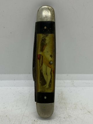 Old House Attic Find Antique Vintage Naked Lady Nude Woman Folding Pocket Knife
