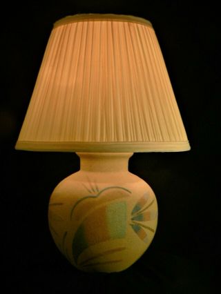 Fine Antique Vtg Navajo Sand Painting Art Table Lamp Rare 1960s Signed Dated