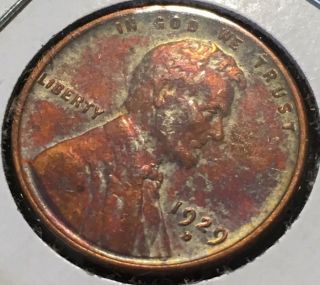 1929 - D Extremely Rare Lincoln Wheat Cent Patina Toned Coin 3
