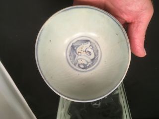 Early Qing / Ching Chinese Painted Blue And White Bowl Circa 1750