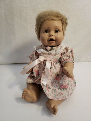 Vintage Baby So Doll Pink Dress Blonde Hair Green Eyes