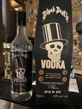 Black Death Vodka Mini Bottle & Coffin Box Rare Slash From Gnr Locked N Loaded