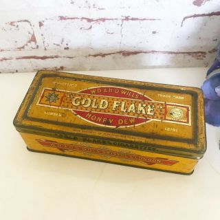 Antique Gold Flake Tobacco Tin Litho Box,  Vintage Advertising W.  D.  &h.  O.  Willis 