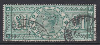 Gb Stamps Queen Victoria £1 Green Perfin Cl Fine Rare
