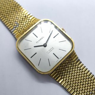 Vintage Flamma 17 Jewels Incabloc Swiss Made Watch Square Wristwatch Antimagneti