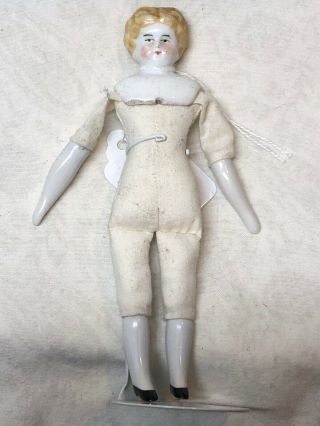 5.  5” Antique Porcelain German Made China Doll Head & Limbs Blonde Sa