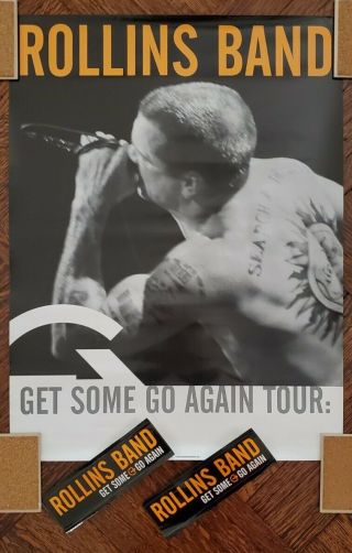 Rollins Band Rare Double Sided Poster & Stickers Get Some Go Again Black Flag