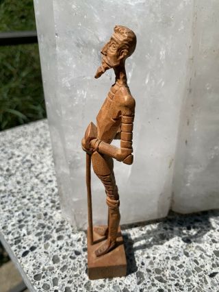Vintage Hand Carved Wooden Don Quixote Figure Wood Sculpture