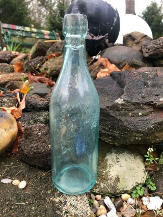 S.  Liebmann ' s Sons Brewing Co.  Aqua Glass Tooled Blob Top Bottle.  9 1/8” Antique 2