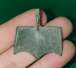 Large Ancient Celtic Bronze Amulet Pendant - 100 Bc - Rare