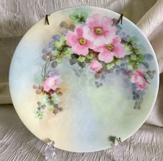 Antique Limoges Jpl Plate Hand Painted Pink Dogwood Flowers 1890 - 1932