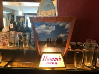 Rare 1960s Breweriana: Lighted Vintage Hamms Beer Canoe On Lake Sign -