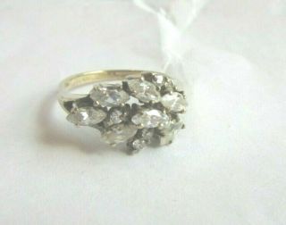 Vintage 925 Cubic Zirconia Cluster Ring - Size 7