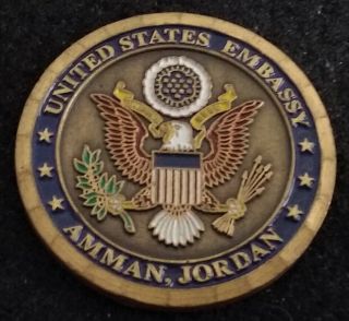 Rare United States Embassy Amman Jordan Department Of State Dos Challenge Coin