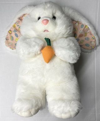 Vintage 18” White Plush Bunny Rabbit With Carrot