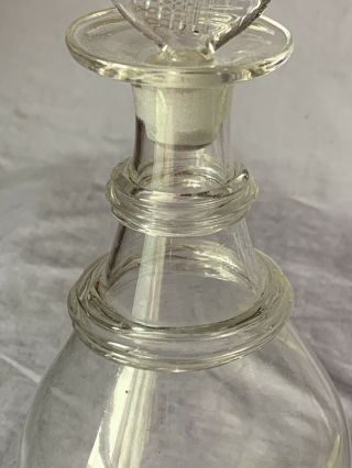 19Th Century Two Ring Neck Blown Glass 9 Inch Decanter Bottle 2