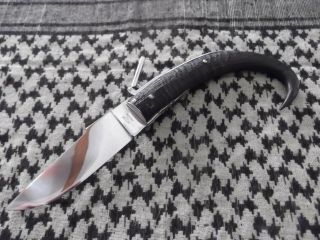 Rare Custom Made Italy Horn Handle Ratchet Lockback Spanish Navaja Style Knife
