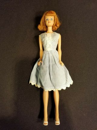 Vintage 1962 Midge Barbie Doll Mattel Red Flip Curl Hair Straight Legs Freckles
