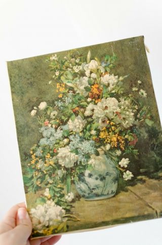 Vintage Floral Print On Stretch Canvas,  Retro Boho Flowers Wall Decor,  8 X 10