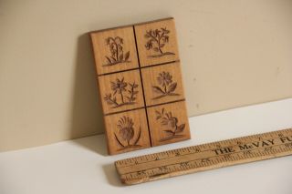Carved Wood Butter Or Cookie Mold Stamp Signed Folk Art Craft