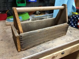 Vintage Antique Handmade Wooden Tool Box Primitive
