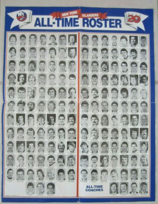 Ny Islanders 20th All - Time Roster 1991 Poster Rare