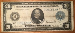 Rare 1914 $20 Dollar Federal Reserve Note Large Size Richmond Virginia