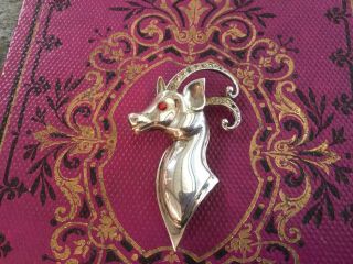 Antique Vintage Sterling Silver Gazelle? Pin Brooch With Rhinestones