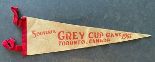 Extremely Rare Souvenir Soft Felt Pennant From 1965 Grey Cup Game In Toronto