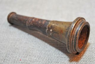 Old Antique Hand Carved Wooden Brass Chillam Pipe