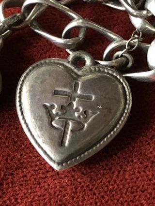 Sterling Silver Faith Hope And Charity Puffy Heart Charm.