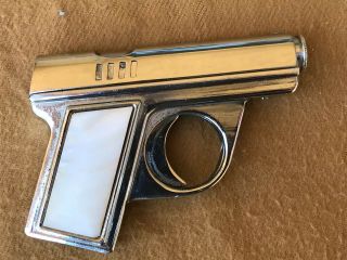 Vintage Rare Pearl Handle Automatic Pistol Shaped Lighter In 2
