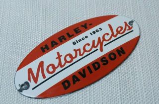 Vintage Harley Davidson Hd Porcelain Sign Gas Oil Motorcycle Station Pump Rare