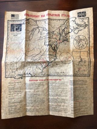 Vintage Revolutionary War Battlefield Map 1775 - 1781.  Historical Documents Co.