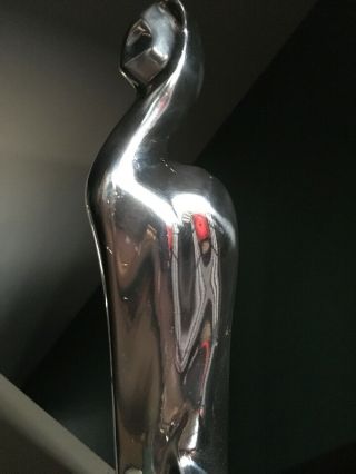 Nambe Cat Figurine Mid Century Modern Silver Alloy Metal TALL 12.  5” RARE RETIRED 2